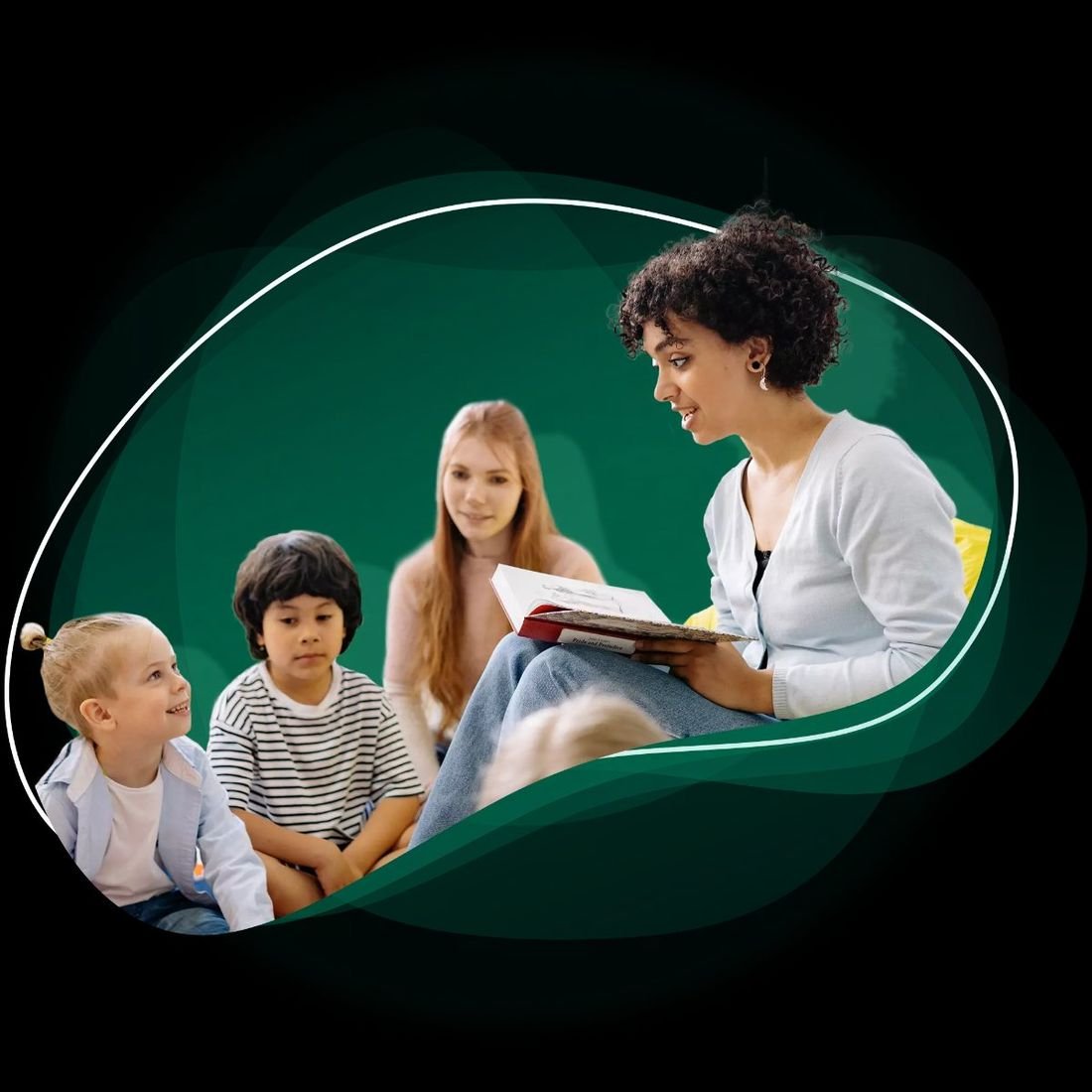A Decode Project teacher reading aloud to a group of students